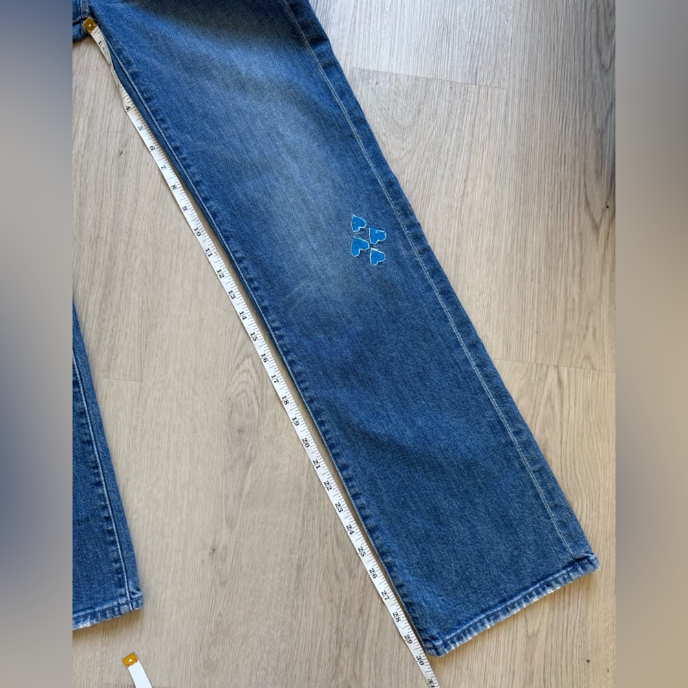 EUC MOTHER Superior Rambler Embroidered Blue Denim Jeans Size 24 - Picture 9 of 16